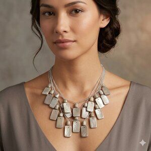 Funky Beige Multi-Strand Necklace